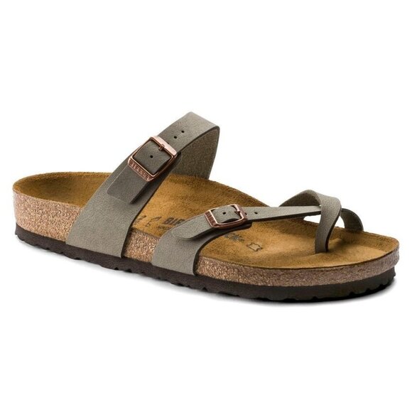 Birkenstock Mayari Birkibuc Birko-Flor Sandal 40 Women's 9 Brown NEW Thong Strap - Picture 1 of 5
